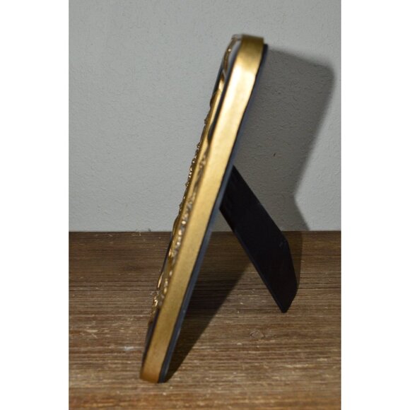 Vintage Ornate Made In Taiwan Picture Frame Navy Blue Gold Art Deco Hollywood - Picture 8 of 11